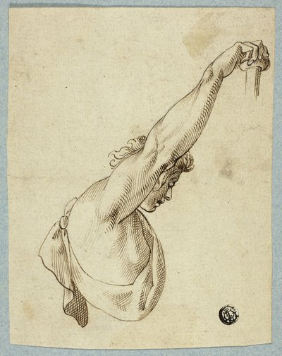 Øvre torso med oppstrakte armer av Unknown artist