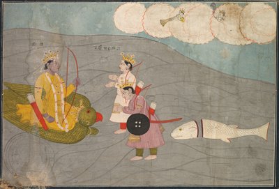 Vanasuras sønner underkaster seg Krishna: Scene fra Aniruddha Usha-delen av Krishna Lila av Unknown artist