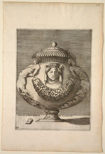 Vase dekorert med figurer, Rinceaux og Festoons, 1543 av Unknown artist