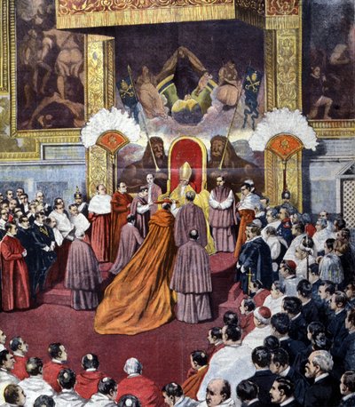 Vatikanets konsistorie ledet av pave Leo XIII av Unknown artist