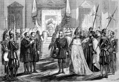 Vatikankonsilet I Roma. Pave gir audiens til rådets far. 1869 av Unknown artist