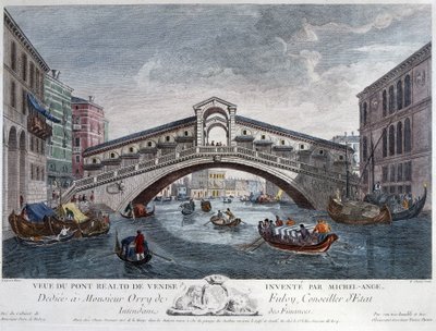Venezia, utsikt over Rialtobroen - Optikk av Unknown artist