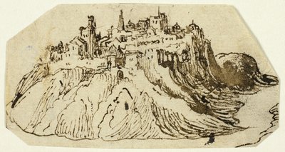Utsikt over Fortified Hill Town av Unknown artist