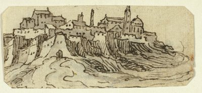 Utsikt over Hill Town med katedralen av Unknown artist
