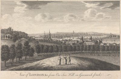 Utsikt over London og kirken fra One Tree Hill i Greenwich Park av Unknown artist