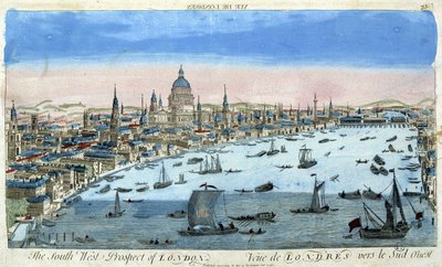 Utsikt over London og Themsen, sørvest - optisk utsikt av Unknown artist