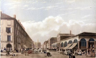Utsikt over New York: Marked på Fulton Street. SD-litografi rundt midten av 1800-tallet. av Unknown artist