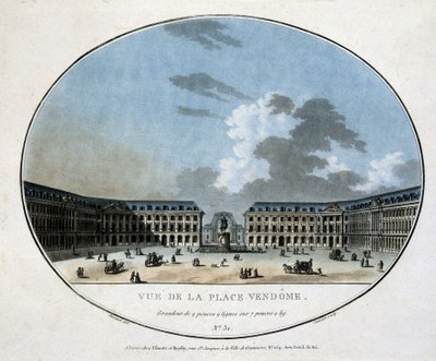 Utsikt over Place Vendôme - gravering av Unknown artist