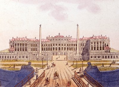 Utsikt over Schönbrunn slott, tidligere residens for den østerrikske keiserfamilien, Wien, Østerrike, gravering fra 1820 av Unknown artist