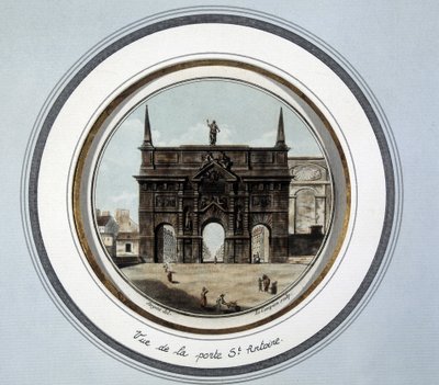 Utsikt over St. Antoines dør - gravering av Unknown artist
