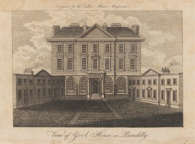 Utsikt over York House i Piccadilly av Unknown artist