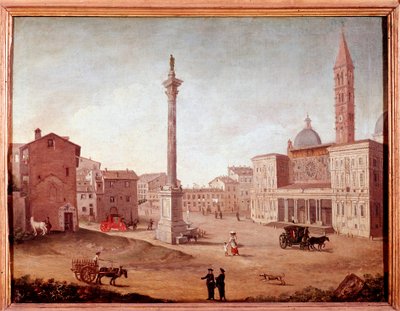 Utsikt over basilikaen Santa Maria Maggiore (Santa Maria Maggiore) i Roma Anonym akvarell. Roma fra 1700-tallet, museum i Roma av Unknown artist