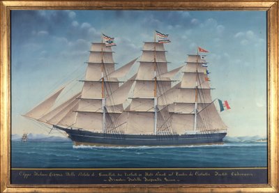 Utsikt over den italienske klipperen Cosmos. 1800-talls maleri av Unknown artist