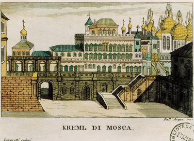 Utsikt over Kreml, Moskva, russisk fra reiser fra St. Petersburg til Tyskland av Georg Reinbeck, trykk av Unknown artist