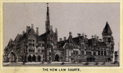 Utsikt over New Court of Justice i London, England. av Unknown artist