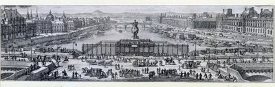 Utsikt over Pont Neuf i Paris. Gravering fra slutten av det 17. Paris, Musee Carnavalet av Unknown artist