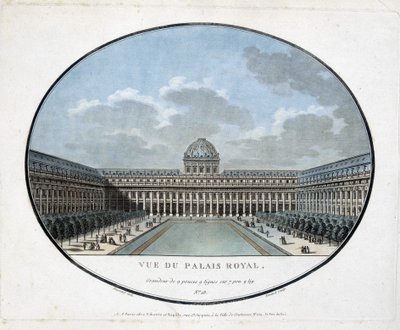 Utsikt over det kongelige slott (indre gårdsplass) - gravering av Unknown artist