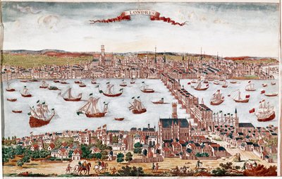 Utsikt over byen London og Themsen (gravering av Unknown artist
