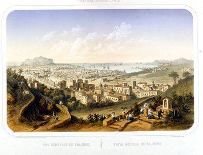Utsikt over byen Palermo (Palermo). 1850. Gravering fra 1860 av Unknown artist