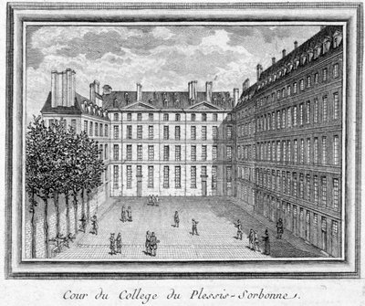 Utsikt over domstolen til college of Plessis Sorbonne (Paris), grunnlagt i 1323 av Geoffroy du Plessis Balisson, brukt i 1848 og 1849 av ENA. Gravering bevart på Musee Carnavalet. av Unknown artist