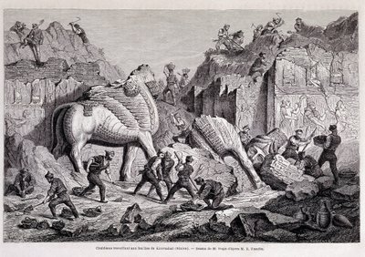 Utsikt over utgravningene av Khorsabad (Khunsabad) (Nineveh) - i "" Jorden rundt"" 2. uke 1861. av Unknown artist