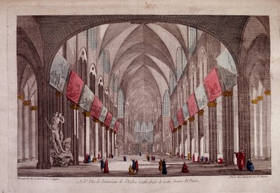 Utsikt over det indre av Notre-Dame de Paris - optisk utsikt av Unknown artist