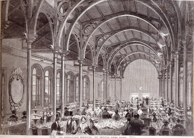 Utsikt over hovedrestauranten på 1862 International Exhibition i London. av Unknown artist