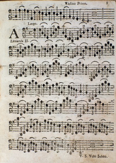 Fiolin. Noter for Balletto a 3, op. 3 av Thomas Albinoni (1701) av Unknown artist