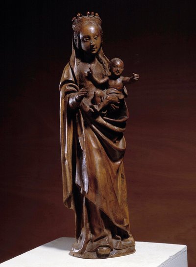Jomfru og barn Treskulptur fra 1300-tallet. Laget i Nord-Frankrike. Musee Vivenel, Compiegne av Unknown artist