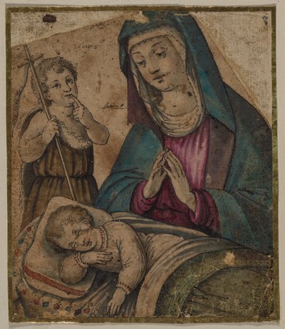 Jomfru og barn med Saint John (recto) av Unknown artist