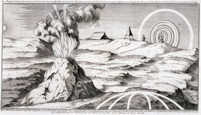 Vulkan på fjellet Cotopaxi - i "" Historical Journey of South America laget av kongen av Spanias ordre av Don George Juan og Don Antoine de Ulloa"", T.1, ved C.A. Jombert, Librairie du Roi, Paris av Unknown artist