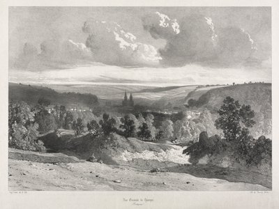 Pittoreske og romantiske reiser i det gamle Frankrike. Bretagne: Generell utsikt over Quimper av Unknown artist