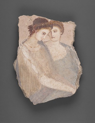 Veggfragment med to kvinner av Unknown artist