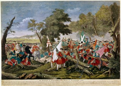 Krigen om den spanske arvefølgen (1701-1714): utsikt over slaget ved Malplaquet nær Mons på den fransk-belgiske grensen 11/09/1709 mot franske og spanske tropper til en engelsk, nederlandsk og østerriksk koalisjon - Trykk av 1709 - BN Paris av Unknown artist