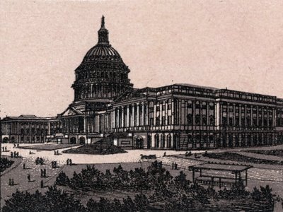 Washington, USA: utsikt over Capitol. i "The World Illustrates 168 Views" Udatert (sent på 1800-tallet) av Unknown artist