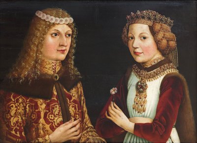 Bryllupsportrett av Ladislaus den posthume (Ladislas de Habsbourg dit le Posthume) (1440-1457) og Magdalena av Valois (Madeleine de France ou de Valois) (1443-1495) - Anonym - 1457 - Olje på tre - 38,5x52 - Szepmuveszeti Museum, Budapest av Unknown artist