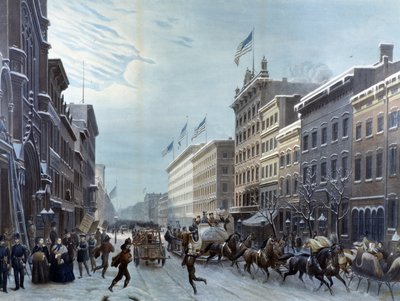 Vinterscene i Broadway, New York av Unknown artist
