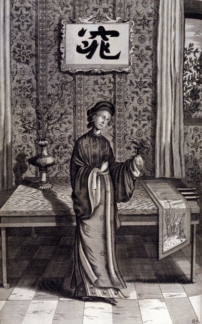 Kvinne fra den kinesiske adelen. "De China Monumenta" av Athanasius Kircher (1601 - 1680), jesuitt, orientalist og tysk lærd, Amsterdam 1667. av Unknown artist