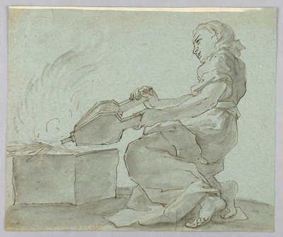 Kvinne med belg som tenner ild av Unknown artist