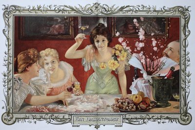 Kvinner drikker cocktailer sammen på en fest av Unknown artist