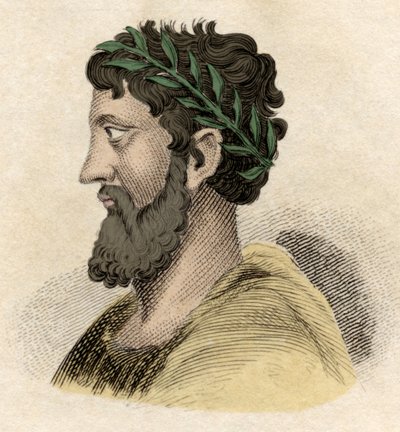 Zaleucus (eller Zaleucos Zaleuco di Locri) gresk filosof og lovgiver av Locreans (folk i Italia), som levde på 700-tallet f.Kr. Gravering på 1800-tallet. av Unknown artist
