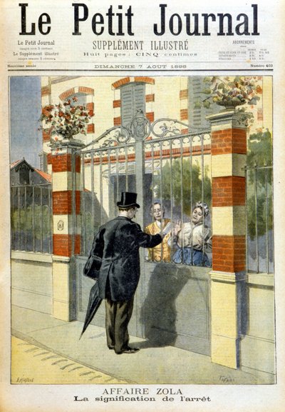 Zola-saken - forkynnelse av dom. Forside Le petit Journal, 7.8.1898. av Unknown artist