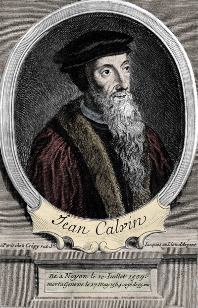 portrett av Jean Calvin (1509-1564), fransk religiøs reformator og forfatter. av Unknown artist