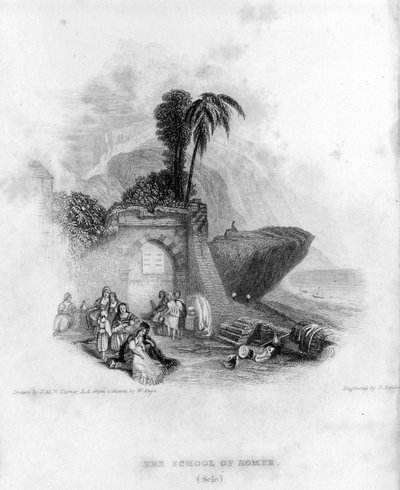 Homerskolen på den greske øya Chios. av Unknown artist