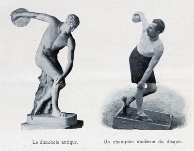 den eldgamle diskobolen og en moderne rekordforkjemper. av Unknown artist