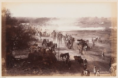 Bagasjesøyle under Delhi Camp of Exercise, 1885 ca av Unknown