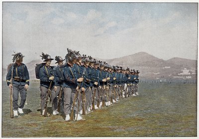 Bersagliers (Bersaglieri) tropp fra den italienske hæren. av Unknown photographer