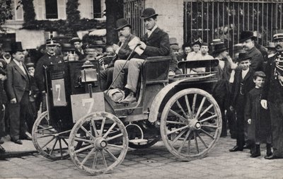Konkurrenter har et hestefritt billøp, bil av Unknown photographer