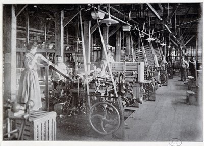 Produksjon av emballasje ved Van Houten sjokoladefabrikk - fotografering, slutten av 1800-tallet av Unknown photographer