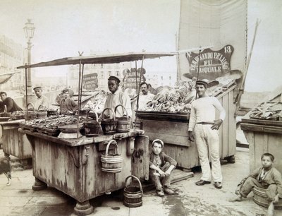 Østersselgere fra Santa Lucia til Napoli, sent på 1800-tallet av Unknown photographer